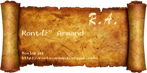 Rontó Armand névjegykártya